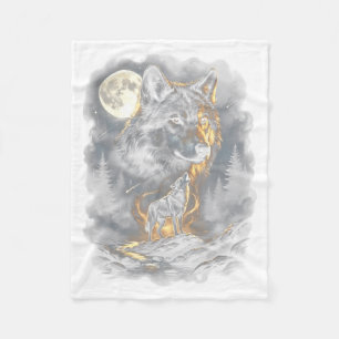 Wolf Howling Moon Forest Nature Wildlife Lovers Fleece Blanket
