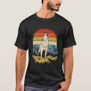 Wolf Howling Moon Graphic Forest Nature Mountains T-Shirt