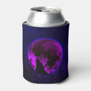 WOLF HOWLING MOON MAGENTA CAN COOLER