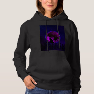 WOLF HOWLING MOON MAGENTA  HOODIE