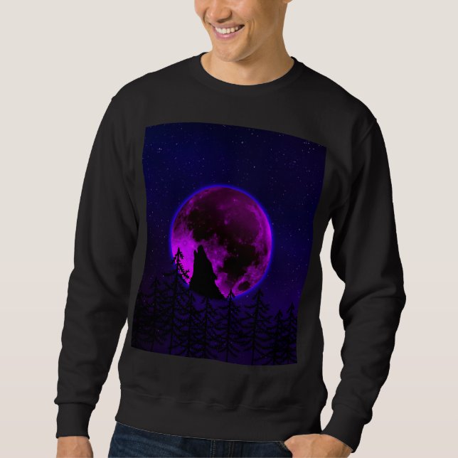 WOLF HOWLING MOON MAGENTA   SWEATSHIRT (Front)