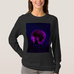 WOLF HOWLING MOON MAGENTA T-Shirt