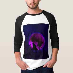 WOLF HOWLING MOON MAGENTA  T-Shirt