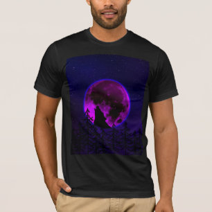 WOLF HOWLING MOON MAGENTA T-Shirt