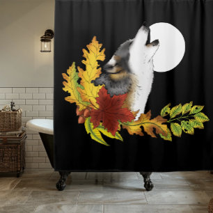 Wolf Howling Moon Shower Curtain