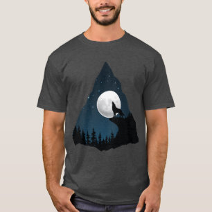 Wolf Howling Moon Tree t-shirt design