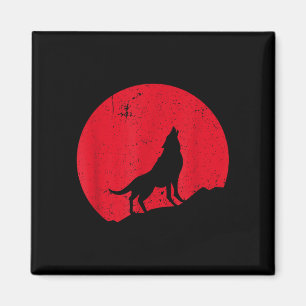 Wolf howling moon wolves scary night halloween magnet