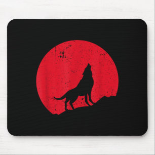 Wolf howling moon wolves scary night halloween mouse pad