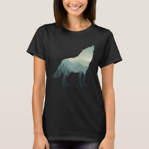 Wolf Howling Mountain Forest T-Shirt