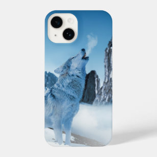 Wolf Howling on a Snowy Mountain in Winter iPhone 14 Case