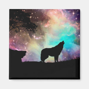 Wolf Howling Silhouette Magnet