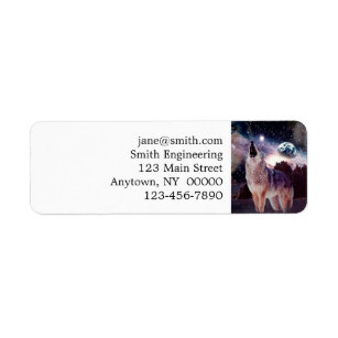 Wolf howling through the universe return address label
