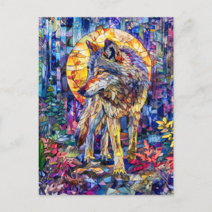 Wolf Howling Under Full Moon Postcard