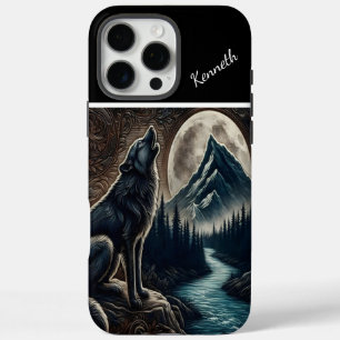Wolf Howling Under Moonlight iPhone 16 Pro Max Case