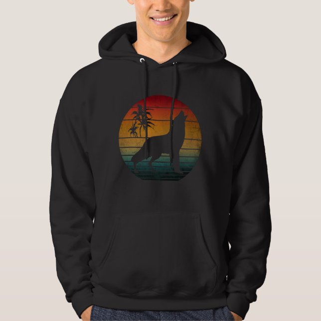 wolf howling vintage hoodie (Front)