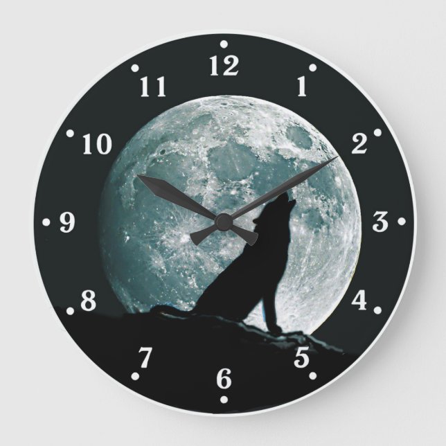 Wolf Howling Wildlife Wall Clock (Front)