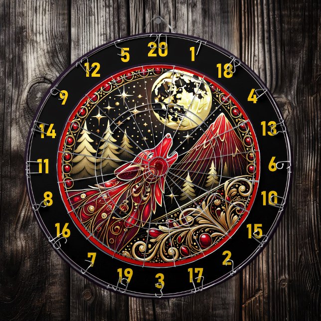Wolf Howls Under Golden Moon’s Light Dartboard (Creator Uploaded)
