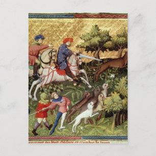 Wolf hunt, from a book postcard
