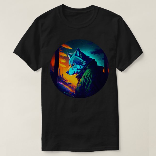 Wolf hunter in the forest T-Shirt (Design Front)