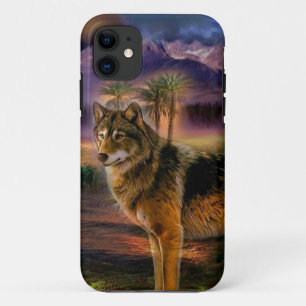 Wolf hunting in mountain iPhone 11 case