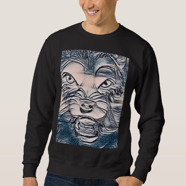 Wolf Husky Dog Face Art Sweatshirt (Front)