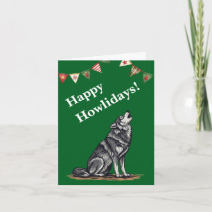 Wolf Husky Dog Lovers Funny Pun Easy Customisation Holiday Card