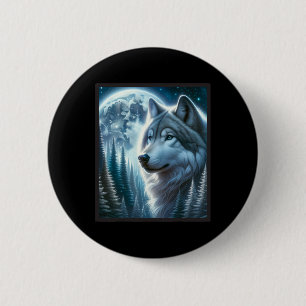 Wolf Icy Moon Galaxy Hunting Ground Grey Wolves Fo 6 Cm Round Badge