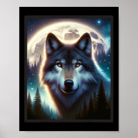 Wolf Icy Moon Galaxy Hunting Ground Grey Wolves Fo
