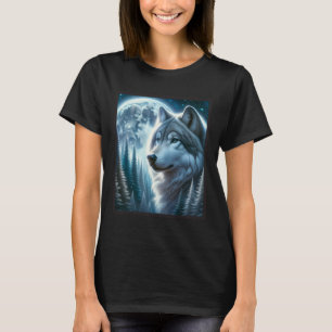 Wolf Icy Moon Galaxy Hunting Ground Grey Wolves Fo T-Shirt