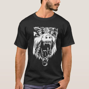 Wolf Illustration Black Art Modern Trendy  T-Shirt