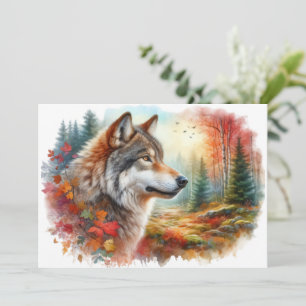 Wolf in Forest: A Stunning Blend of Nature  Thank You Card