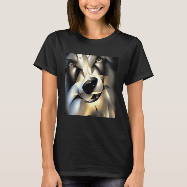Wolf In Geometric Style T-Shirt (Front)