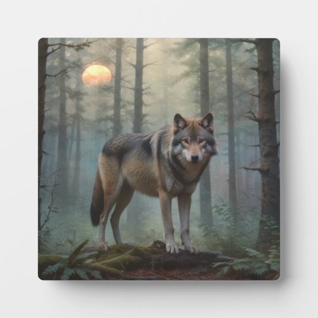 Wolf in Magical Forest Plaque (Front)