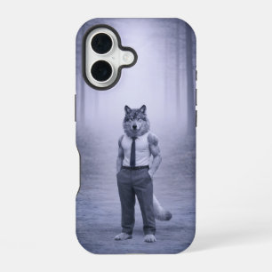 Wolf in Minimal Formal Attire – Silent Forest Port iPhone 16 Case