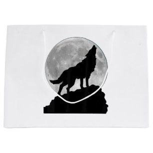 Wolf in moon light T Shirt - Cool full dog pup how Large Gift Bag