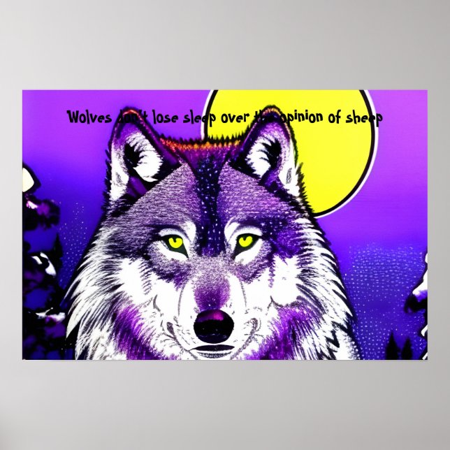 Wolf in moonlight. Aristotle quote. Editable. Poster (Front)