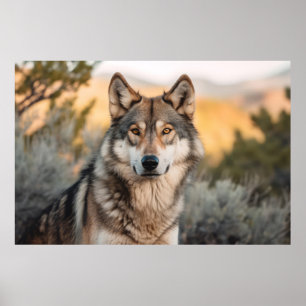 Wolf in nature poster