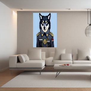 Wolf in police uniform    AI Art Poster