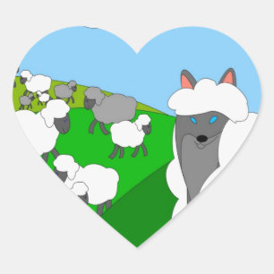 wolf in sheep's clothing heart sticker