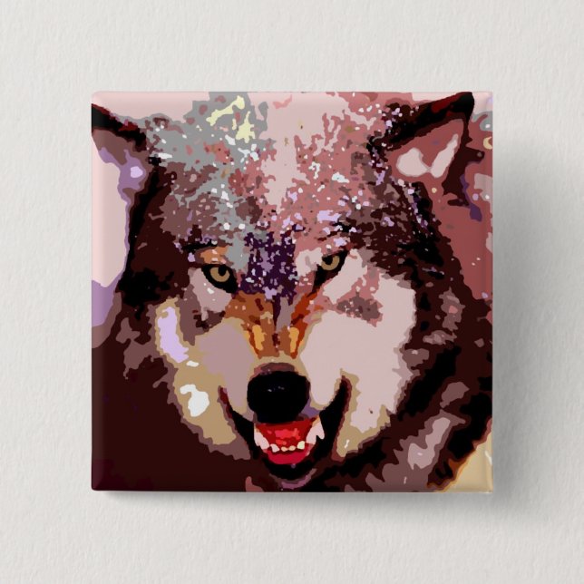 Wolf in Snow 15 Cm Square Badge (Front)