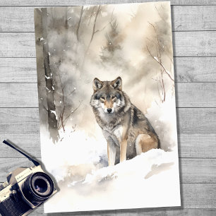 Wolf in Snow 4 Decoupage Paper