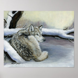 Wolf in Snow Art Print