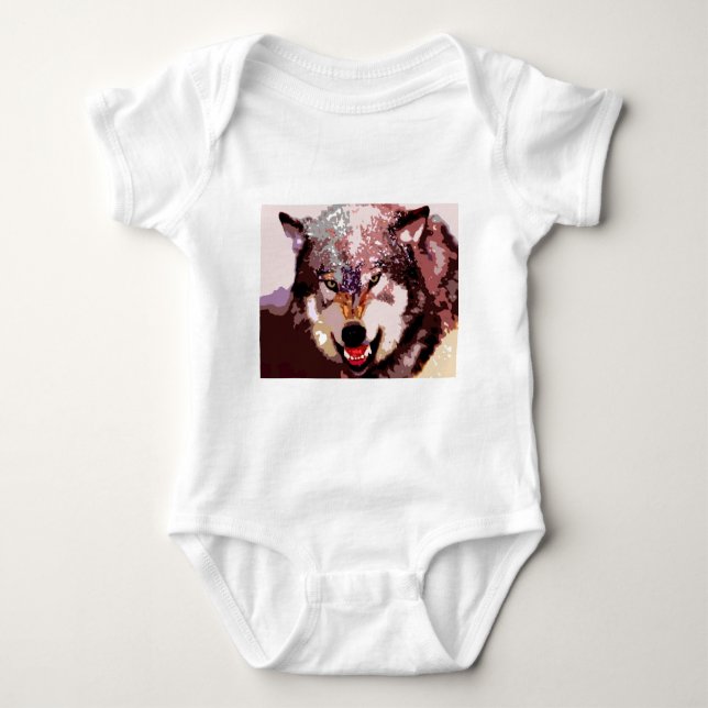 Wolf in Snow Baby Bodysuit (Front)