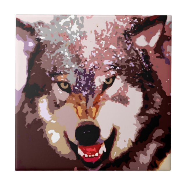 Wolf in Snow Ceramic Tile (Front)