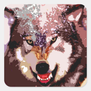 Wolf in Snow Square Sticker