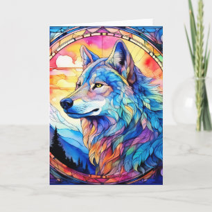 Wolf in Stained Glass  Card