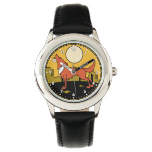 Wolf in the Desert Howling at the Moon Watch