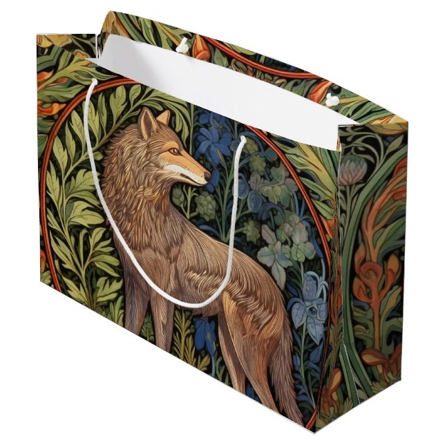 Wolf in the forest art nouveau large gift bag (Back Angled)