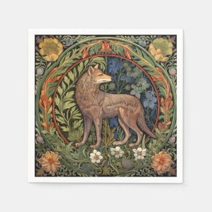 Wolf in the forest art nouveau napkin