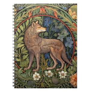 Wolf in the forest art nouveau notebook